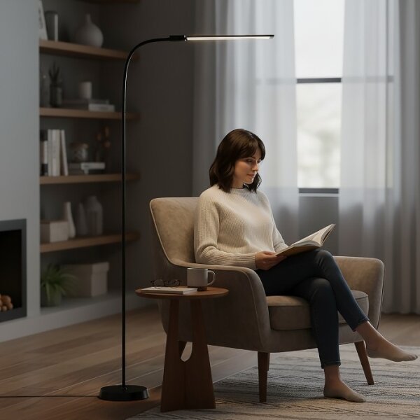 LED Stmívatelná stojací lampa TEILO LED/14W/230V 3000/4000/6000K černá