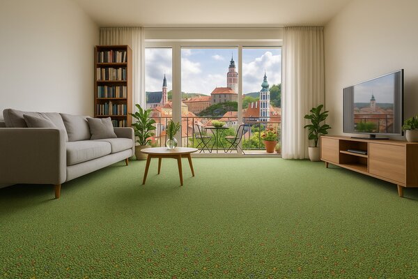 Betap, Metrážový koberec Virtuose 42, na míru, šíře 4m, zelená, filc, chodba / předsíň