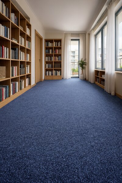 Condor Carpets, Metrážový koberec Classica 582, zátěžový, na míru, šíře 4m,5m, modrá, ab (mřížka), chodba / předsíň