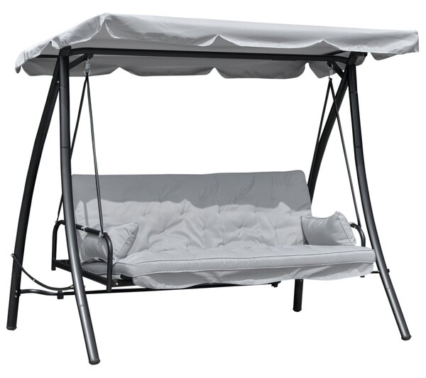 Závěsné lehátko Outsunny Hollywood Swing Garden s funkcí polohování, 3 místné, kov+polyester, šedé, 209 x 114 x 170 cm | Aosom
