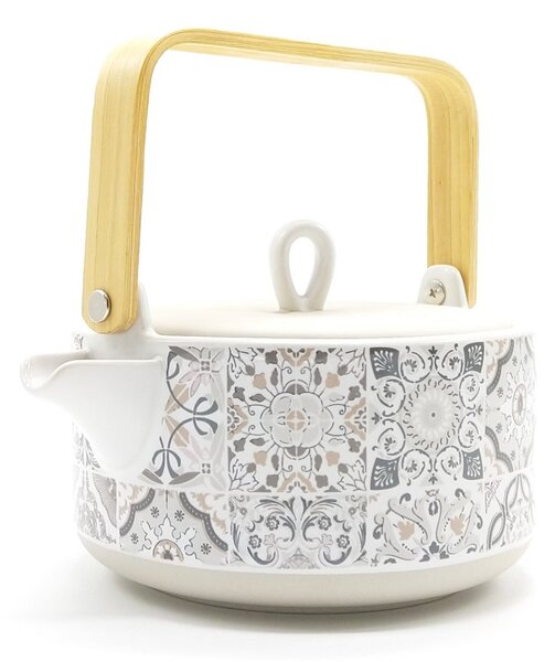 Kameninová čajová konvice Easy Life Casa Decor, 0,85 l, šedo-modrá, styl Azulejo