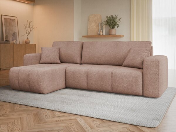 Rohová rozkládací sedačka Larow Boucle, Potah: Coral 55 5903211452055