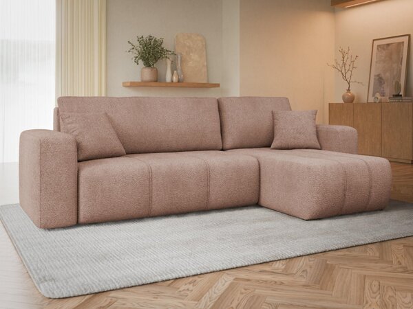 Rohová rozkládací sedačka Larow Boucle, Potah: Coral 55 5903211452055