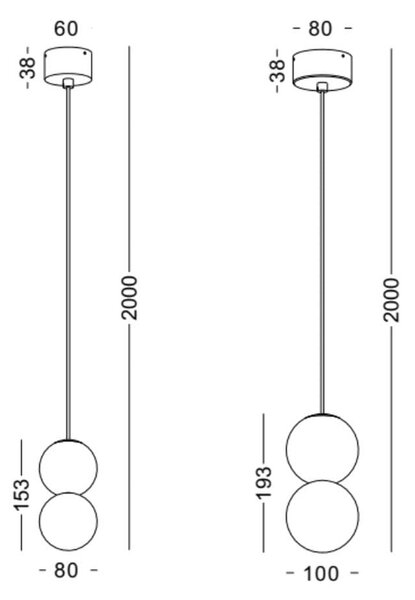 Carambol LED závěsné svítidlo Ra>90 Černá80x153mm