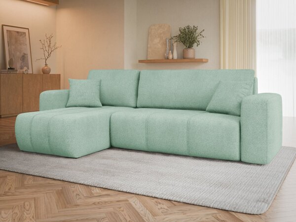 Rohová rozkládací sedačka Larow Boucle, Potah: Coral 55 5903211452055