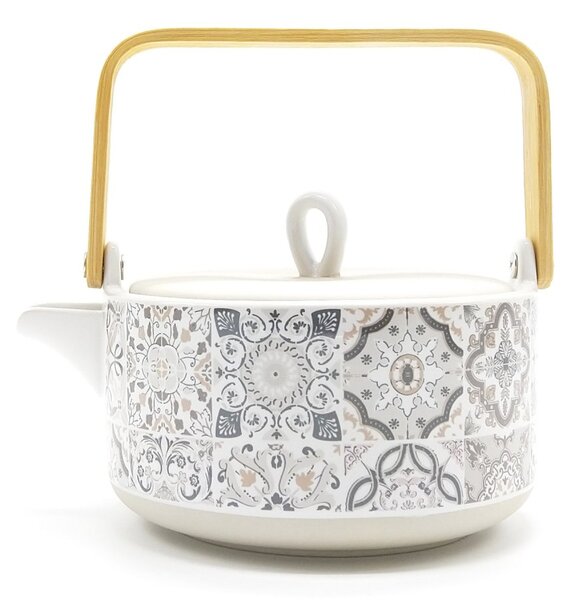 Kameninová čajová konvice Easy Life Casa Decor, 0,85 l, šedo-modrá, styl Azulejo