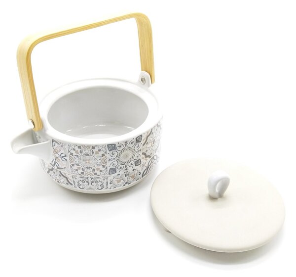 Kameninová čajová konvice Easy Life Casa Decor, 0,85 l, šedo-modrá, styl Azulejo