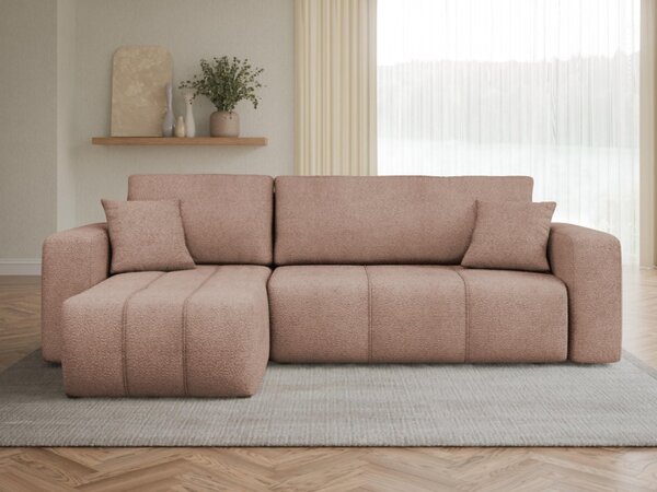 Rohová rozkládací sedačka Larow Boucle, Potah: Coral 55 5903211452055