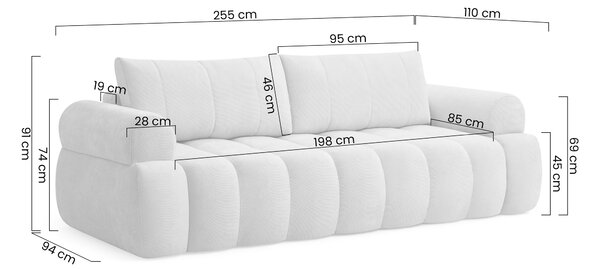 Rozkládací pohovka Mavelia - hnědý pletený materiál Kiara 856