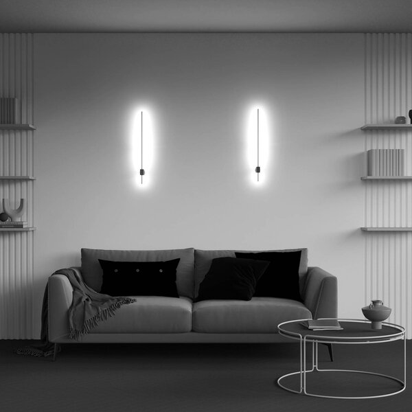 Maytoni LED nástěnné světlo Pars, 62,3 cm, černá/zlatá, hliník, Černá, Obývací pokoj / jídelna, Hliník, Moderní