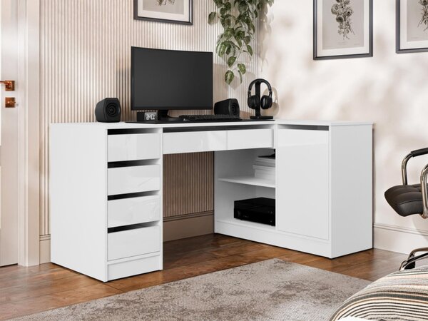Rohový PC stůl Heron, Barvy: bílá 5903211508745