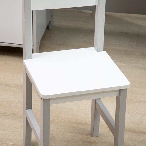 HOMCOM Dětská sada stolu a židle s tabulí, dřevěný studijní stůl pro děti od 5 let, dětský psací stůl 90x45x85 cm Šedý | Aosom