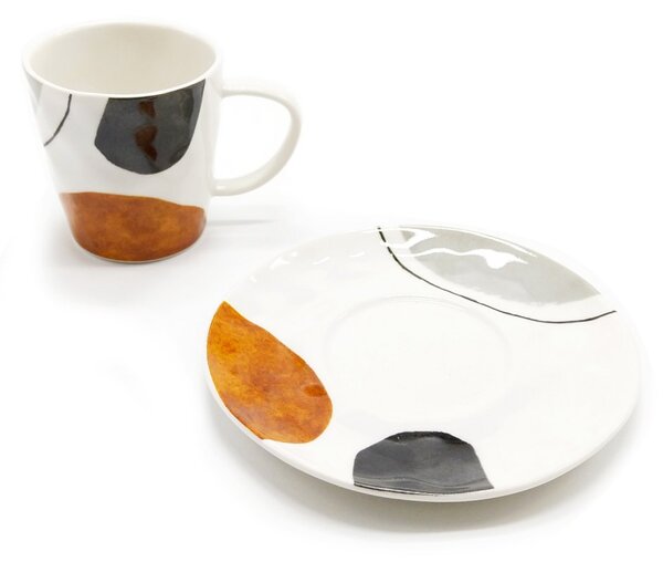 Porcelánový espresso šálek Easy Life Elements, vícebarevný, s podšálkem, mačkaný design, 120 ml