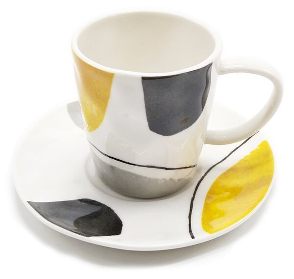 Porcelánový espresso šálek Easy Life Elements, vícebarevný, s podšálkem, mačkaný design, 120 ml