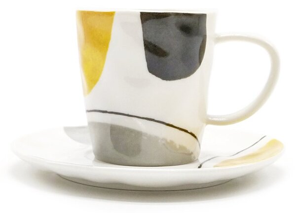Porcelánový espresso šálek Easy Life Elements, vícebarevný, s podšálkem, mačkaný design, 120 ml