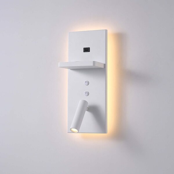 Reading Ambient Plate 1 LED nástěnné svítidlo s USB Bílá