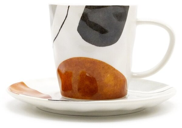 Porcelánový espresso šálek Easy Life Elements, vícebarevný, s podšálkem, mačkaný design, 120 ml