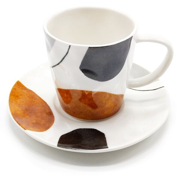 Porcelánový espresso šálek Easy Life Elements, vícebarevný, s podšálkem, mačkaný design, 120 ml