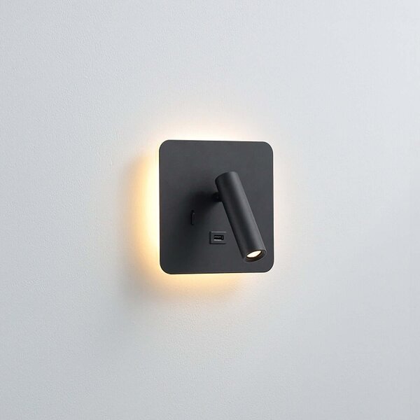 Ambient reading spot LED nástěnné svítidlo s USB Černá