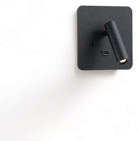 Ambient reading spot LED nástěnné svítidlo s USB Černá