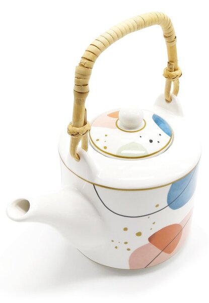 Porcelánová čajová souprava Easy Life Shapes, bílá, konvice 0,6 l a 2 šálky, s nerezovým sítkem