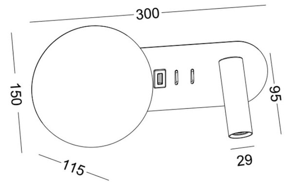 Reading Ambient LED nástěnné svítidlo s USB Černá