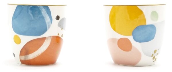 Porcelánová čajová souprava Easy Life Shapes, bílá, konvice 0,6 l a 2 šálky, s nerezovým sítkem