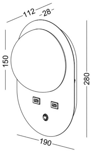 Ambient LED nástěnné svítidlo s USB Chromová
