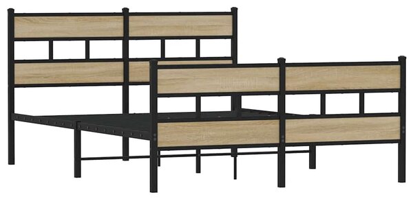 Kovový rám postele bez matrace dub sonoma 150 x 200 cm 3308470