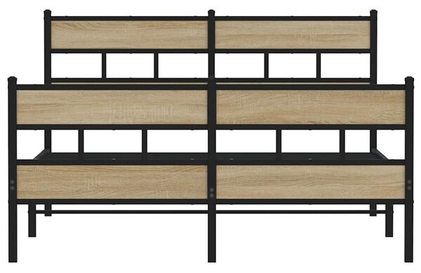 Kovový rám postele bez matrace dub sonoma 150 x 200 cm 3308470