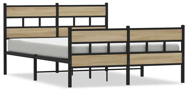 Kovový rám postele bez matrace dub sonoma 150 x 200 cm 3308470