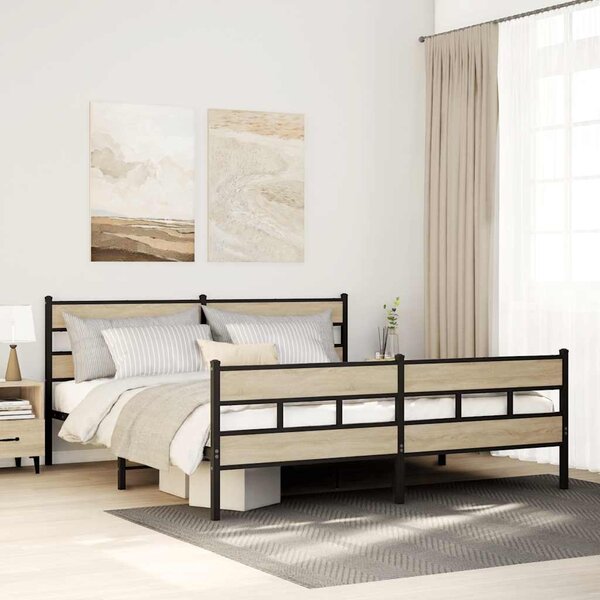 Kovový rám postele bez matrace dub sonoma 180 x 200 cm 3308472