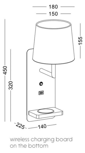 Reading Classical 1 E14 nástěnné svítidlo s USB Černá