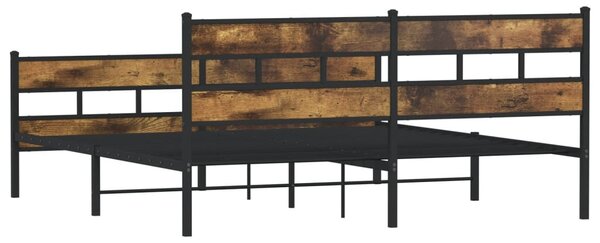 Kovový rám postele bez matrace kouřový dub 183 x 213 cm 3308467