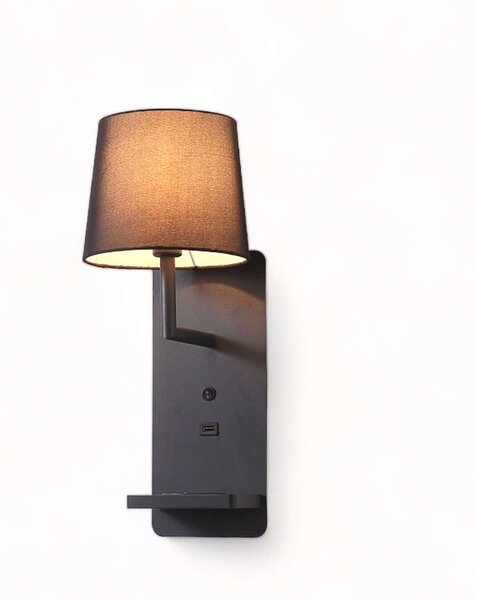Reading Classical 1 E14 nástěnné svítidlo s USB Černá