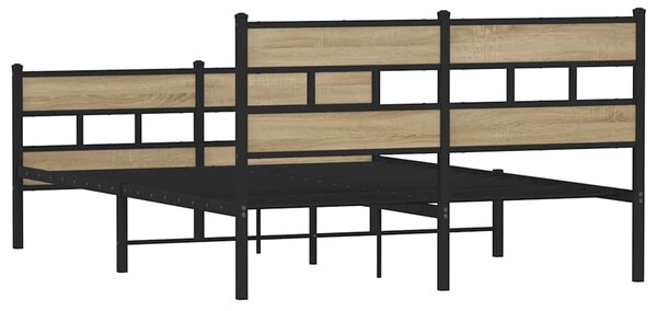 Kovový rám postele bez matrace dub sonoma 150 x 200 cm 3308470