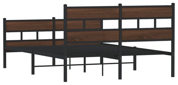 Kovový rám postele bez matrace hnědý dub 150 x 200 cm 3308476