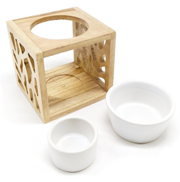 Klasická aromalampa ITEM Wooden Frame, se dvěma miskami, dřevěný rám, moderní design