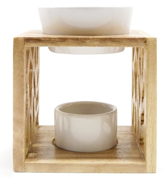 Klasická aromalampa ITEM Wooden Frame, se dvěma miskami, dřevěný rám, moderní design