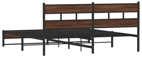 Kovový rám postele bez matrace hnědý dub 200 x 200 cm 3308515