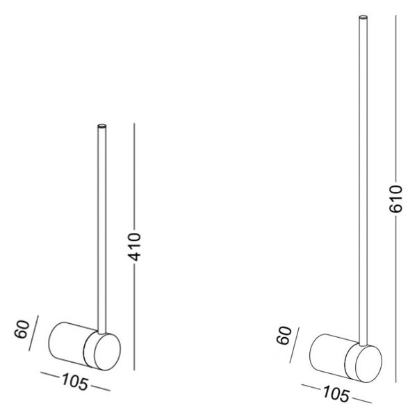 Stick LED nástěnné svítidlo natáčecí Černá610mm