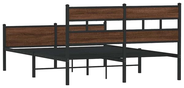 Kovový rám postele bez matrace hnědý dub 160 x 200 cm 3308516