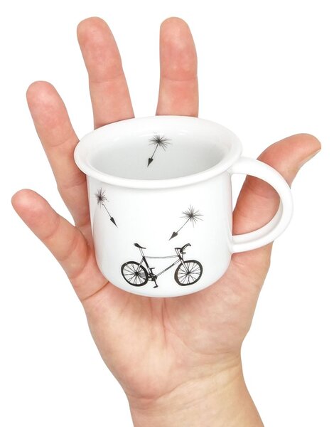 Porcelánový moka hrnek Srdeční záležitost Kolo, bílý, český autorský design, 100 ml