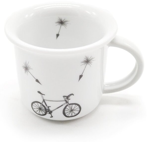 Porcelánový moka hrnek Srdeční záležitost Kolo, bílý, český autorský design, 100 ml