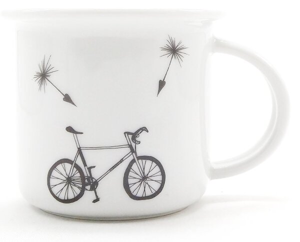 Porcelánový moka hrnek Srdeční záležitost Kolo, bílý, český autorský design, 100 ml