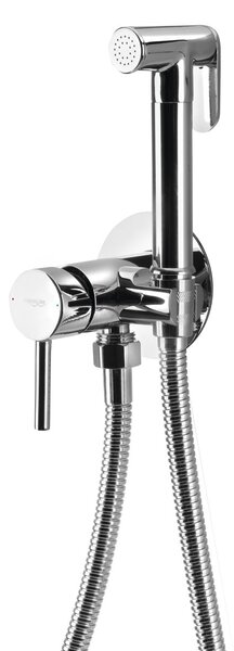 Aqualine Aqualine, Podomítková bidetova baterie se Stop sprškou, hadice 1,2m, kulatá, chrom, SK302