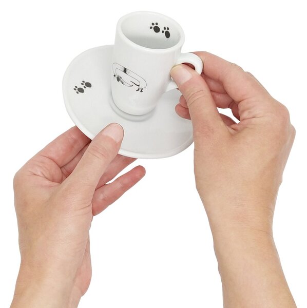 Porcelánový espresso šálek Srdeční záležitost Jezevčík, bílý, s podšálkem, český design, 130 ml