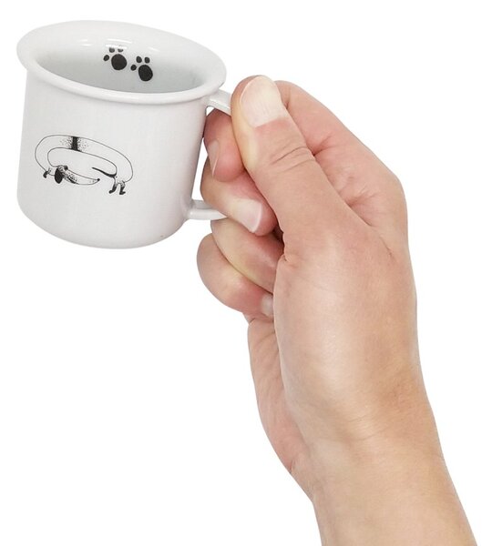 Porcelánový moka hrnek Srdeční záležitost Jezevčík, bílý, český porcelán, perokresba, 100 ml