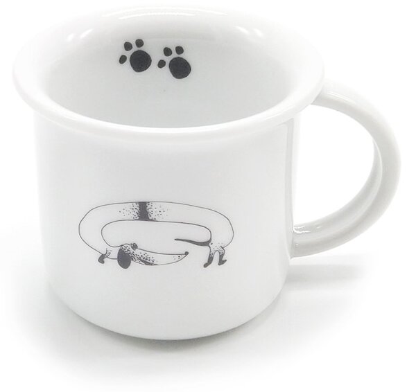 Porcelánový moka hrnek Srdeční záležitost Jezevčík, bílý, český porcelán, perokresba, 100 ml