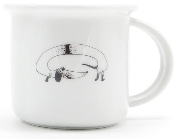 Porcelánový moka hrnek Srdeční záležitost Jezevčík, bílý, český porcelán, perokresba, 100 ml